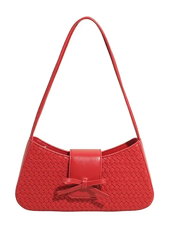 Korean Style Woven Bow Shoulder Bag for Women - Image 9