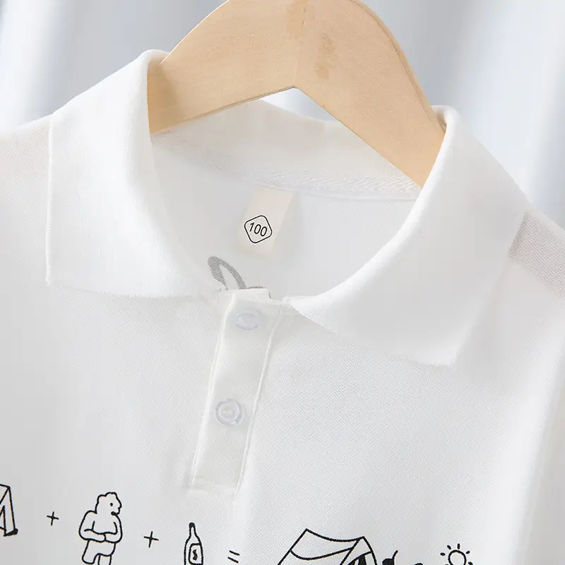 Boys Pure Cotton Polo Shirt White 2025 Summer