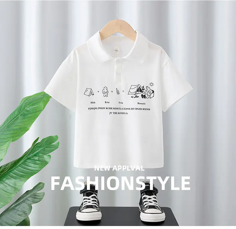 Boys Pure Cotton Polo Shirt White 2025 Summer — feature 1