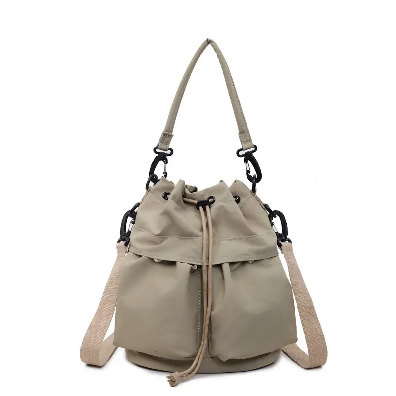 Women's Yellow Bucket Bag with Drawstring Closure - Image 11