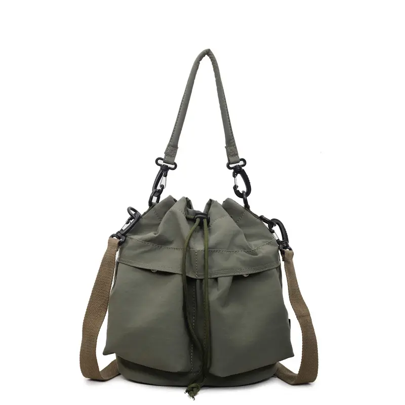 Women's Yellow Bucket Bag with Drawstring Closure - Image 4