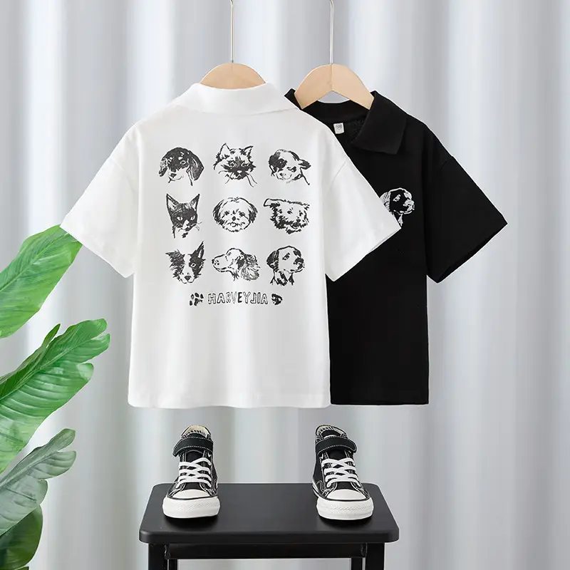 Boys White Cartoon T-Shirt with Black Sneakers 2025 - Image 4