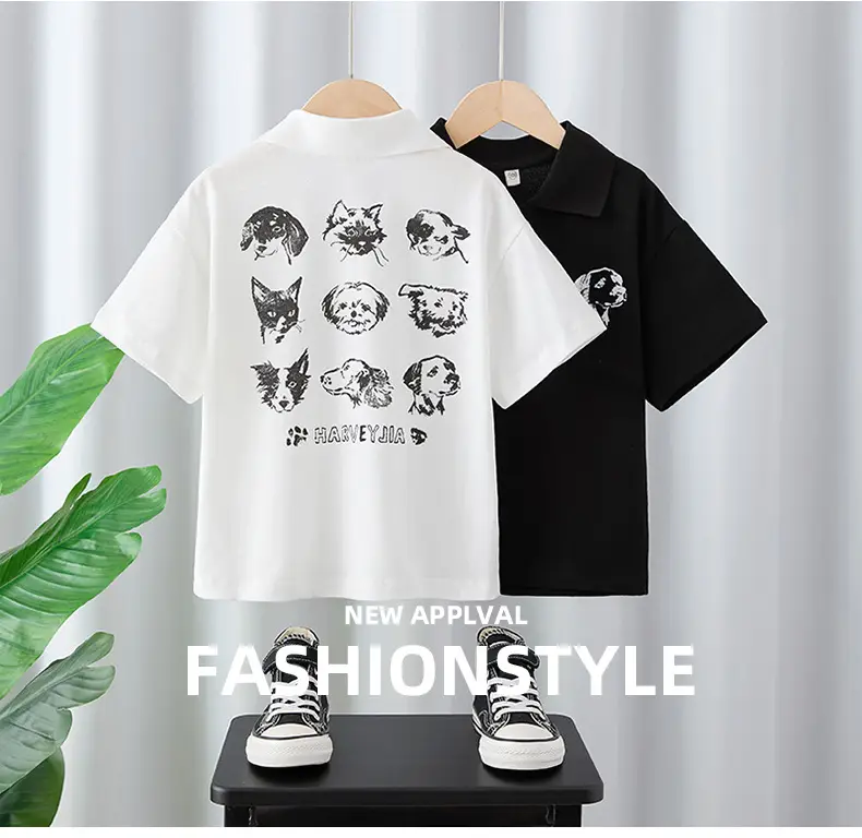 Boys White Cartoon T-Shirt with Black Sneakers 2025 — feature 1