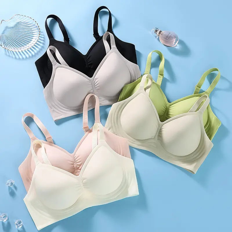 Hot Special Price Summer Seamless Nude Underwear Women's Jelly Soft Support Adjustable Wire-Free Super Soft Thin Bra