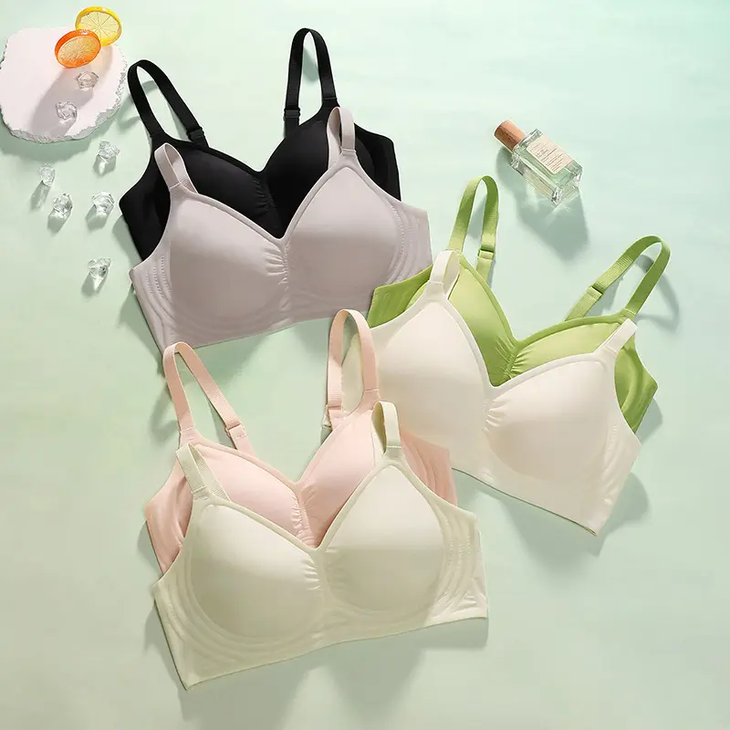 Hot Special Price Summer Seamless Nude Underwear Women's Jelly Soft Support Adjustable Wire-Free Super Soft Thin Bra