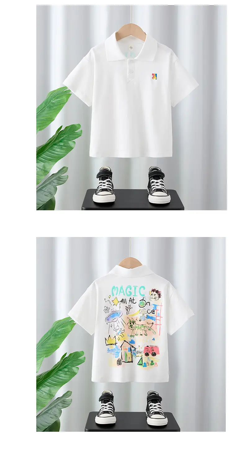 Boys White Magic Graffiti T-Shirt Short Sleeve Cotton Summer — feature 7