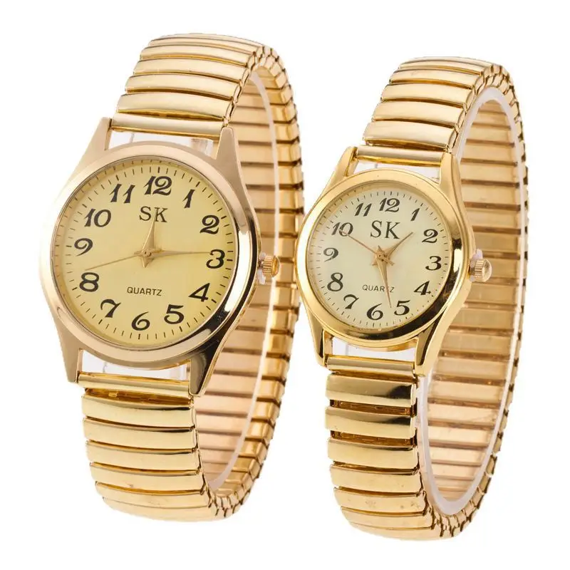 Middle-Aged and Elderly Watches for Men, Large Digital Discs, Women's Watches, Steel Straps, Spring Elastic Straps, Elderly Watches, Event Gifts, Quartz Watches for Men