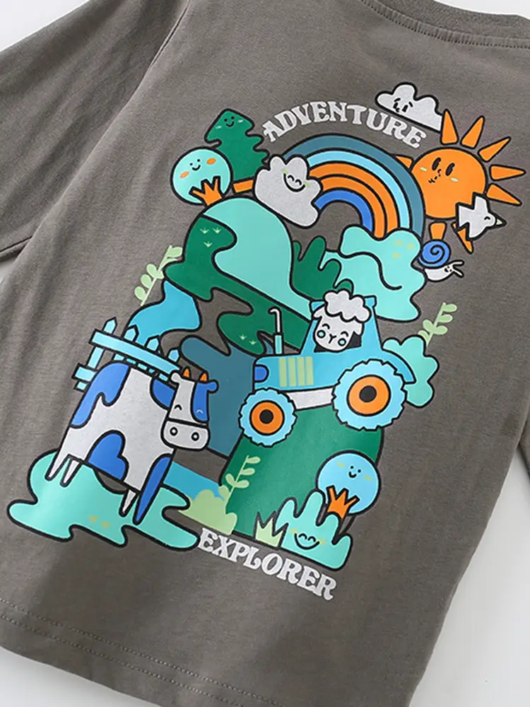 Cross-Border Malwee Boys Round Neck Shirt Grey Autumn Winter - Image 4