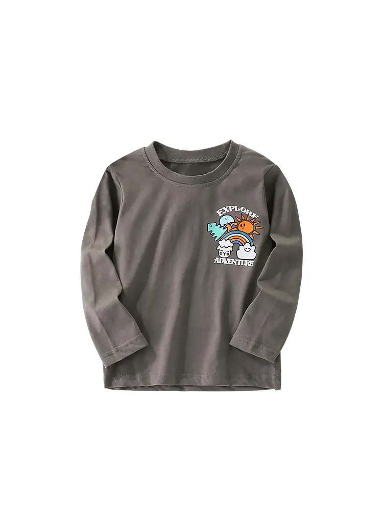 Cross-Border Malwee Boys Round Neck Shirt Grey Autumn Winter - Image 6