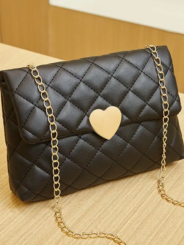 Heart Embroidered Quilted Shoulder Bag for Women - Image 6