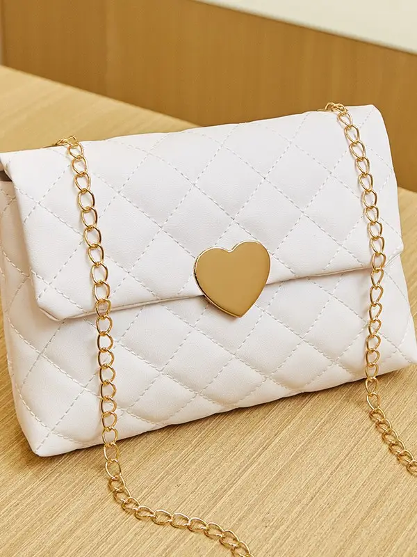 Heart Embroidered Quilted Shoulder Bag for Women - Image 7