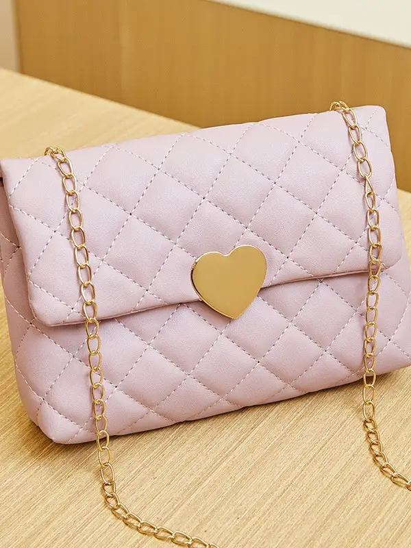 Heart Embroidered Quilted Shoulder Bag for Women - Image 8