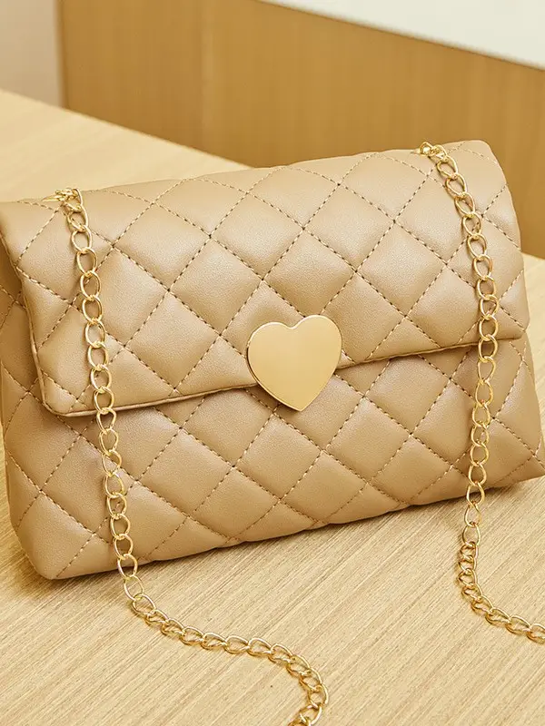 Heart Embroidered Quilted Shoulder Bag for Women - Image 9