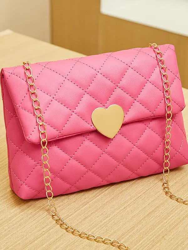 Heart Embroidered Quilted Shoulder Bag for Women - Image 10