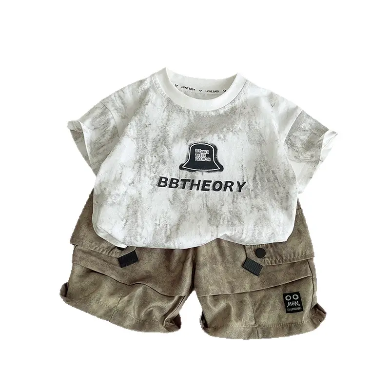 Boys White Tie-Dye T-Shirt BBTHEORY Letter Cool Summer Wear - Image 5