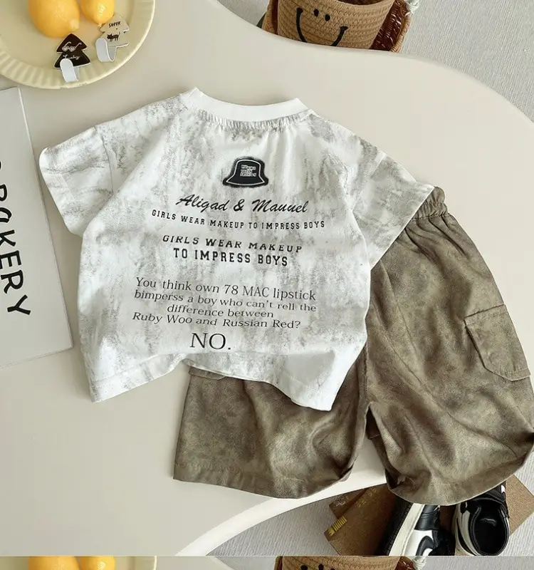 Boys White Tie-Dye T-Shirt BBTHEORY Letter Cool Summer Wear — feature 1