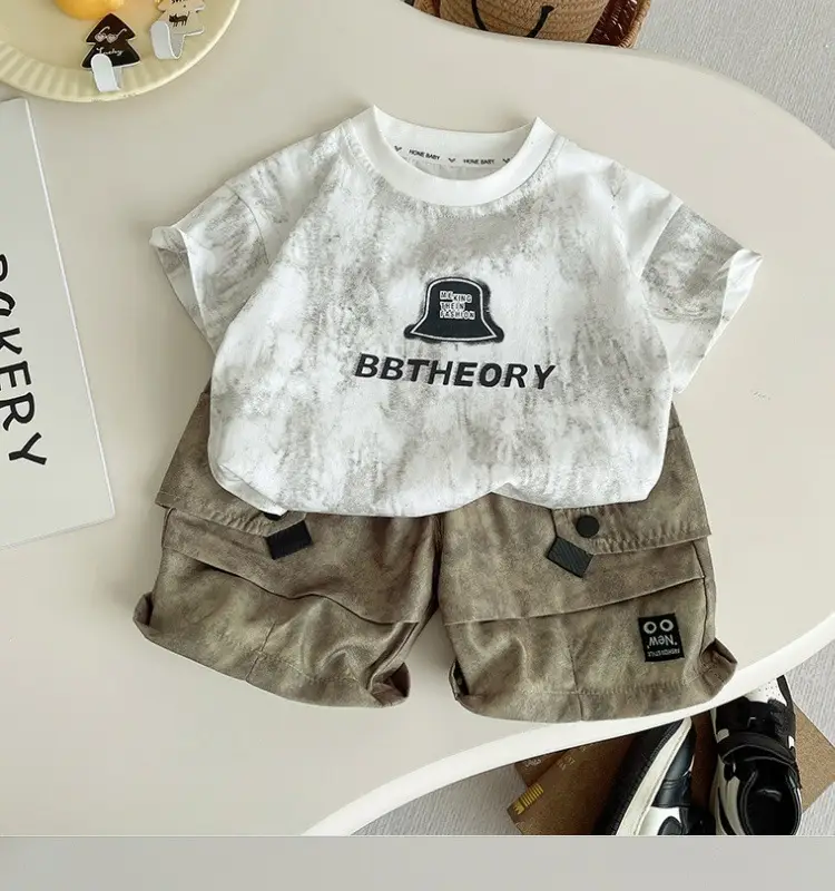 Boys White Tie-Dye T-Shirt BBTHEORY Letter Cool Summer Wear — feature 4