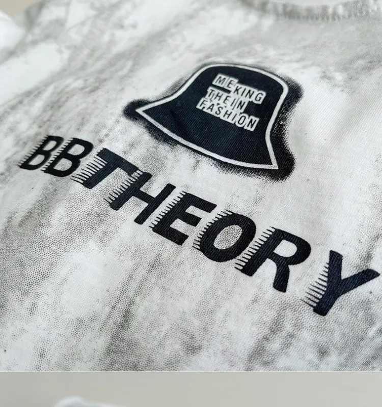Boys White Tie-Dye T-Shirt BBTHEORY Letter Cool Summer Wear — feature 6