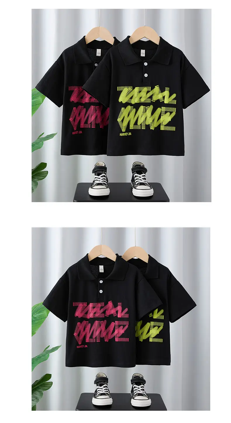 Boys Black Graphic Polo T-Shirt 2025 New — feature 4