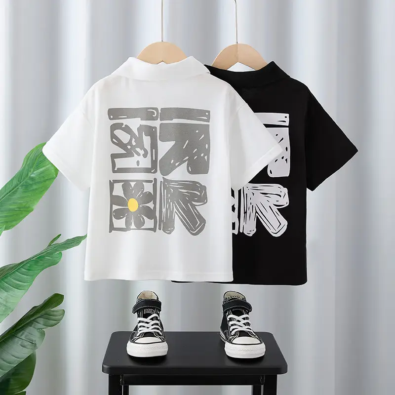 Boys White Daisy Print Polo Shirt Summer Wear - Image 4