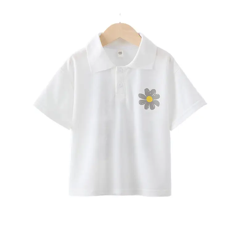 Boys White Daisy Print Polo Shirt Summer Wear - Image 5