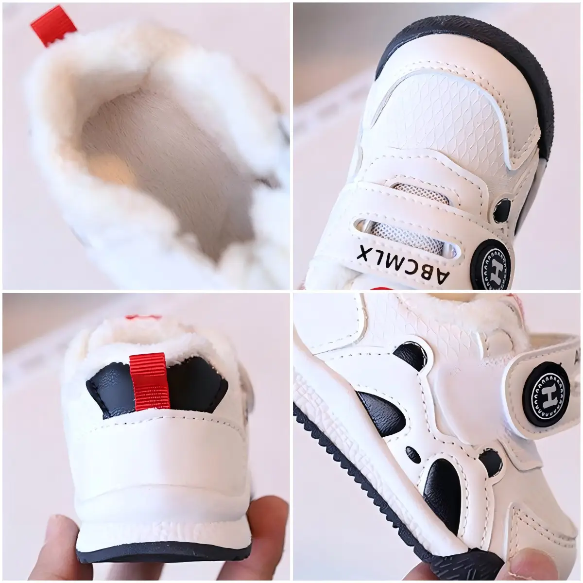 Baby Toddler Winter Shoes White Velvet Panda Design
