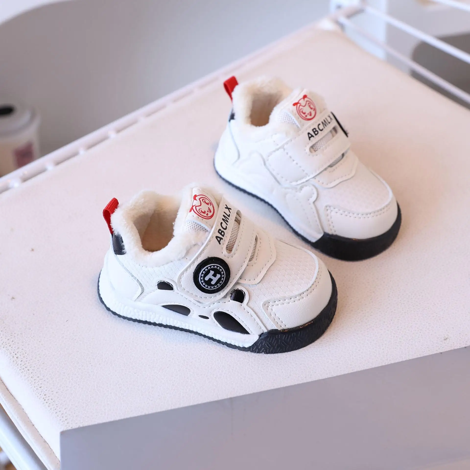Baby Toddler Winter Shoes White Velvet Panda Design