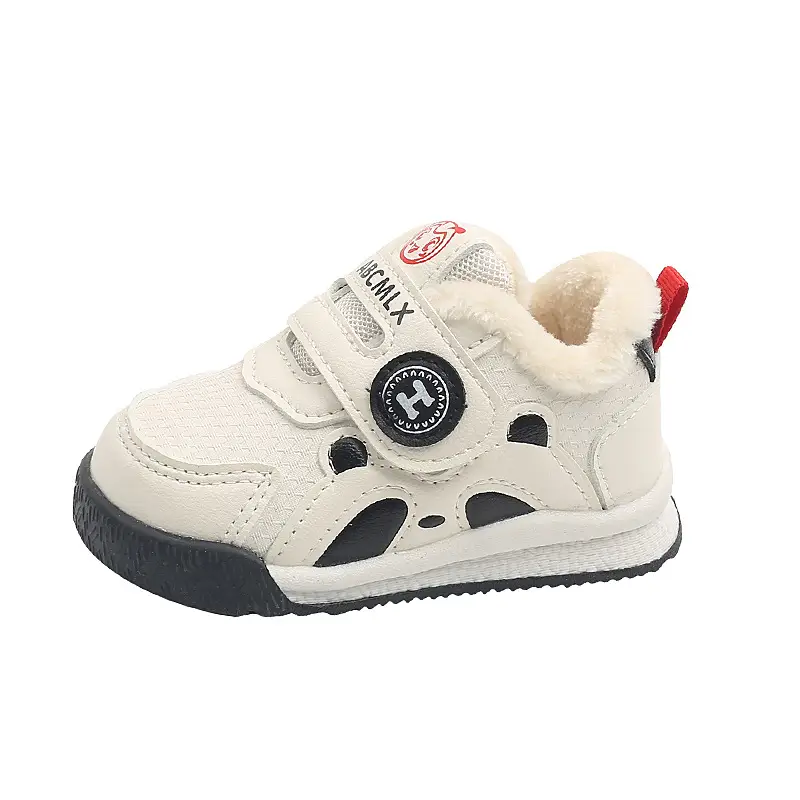Baby Toddler Winter Shoes White Velvet Panda Design