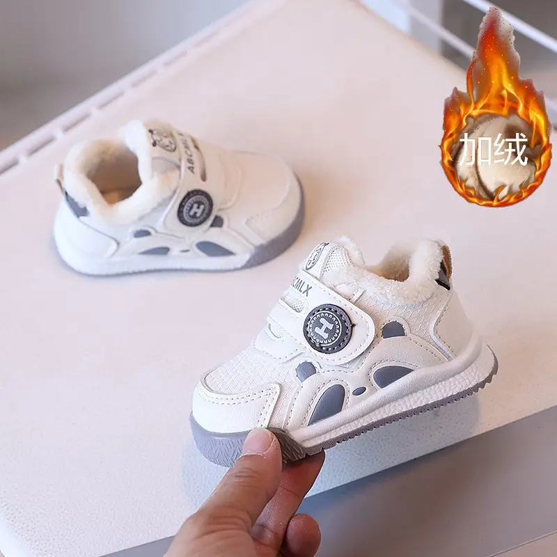 Baby Toddler Winter Shoes White Velvet Panda Design
