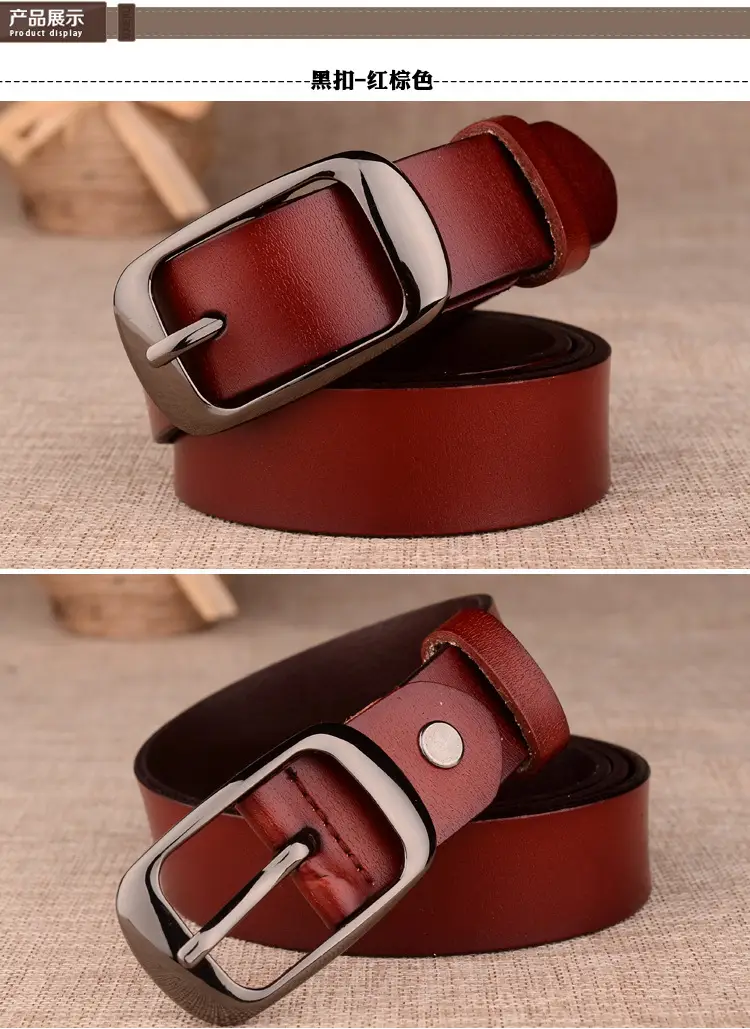 Women Genuine Leather Belt Two Layer Retro Red Wholesale — feature 12