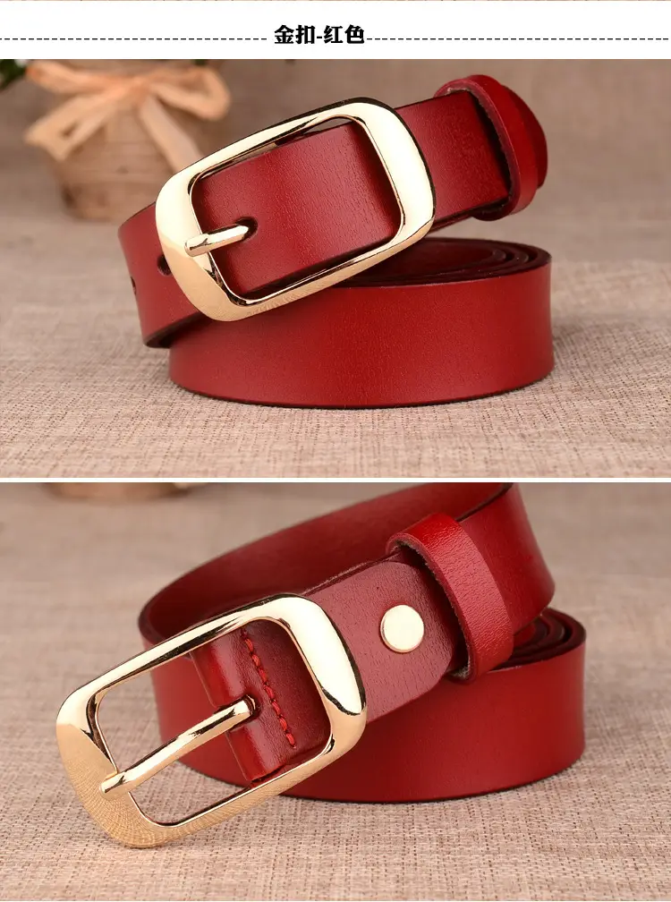 Women Genuine Leather Belt Two Layer Retro Red Wholesale — feature 17