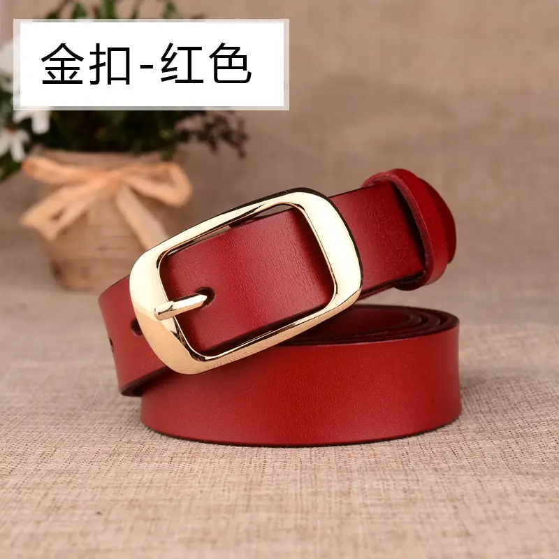 Women Genuine Leather Belt Two Layer Retro Red Wholesale - Image 3