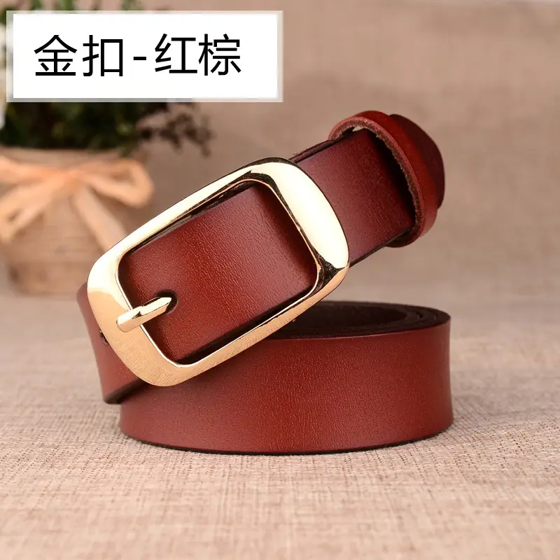Women Genuine Leather Belt Two Layer Retro Red Wholesale - Image 4
