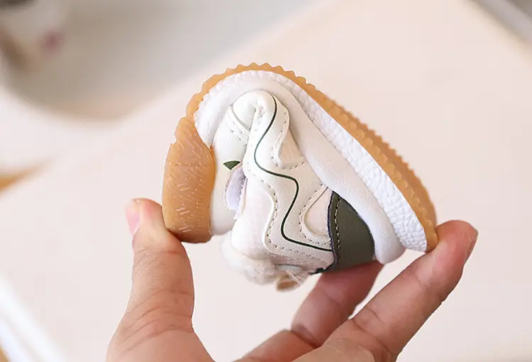 Baby Fleece Lined Toddler Shoes White Yellow Wave Design — feature 12