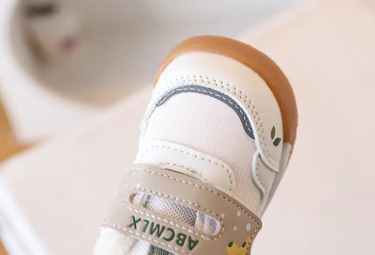 Baby Fleece Lined Toddler Shoes White Yellow Wave Design — feature 8