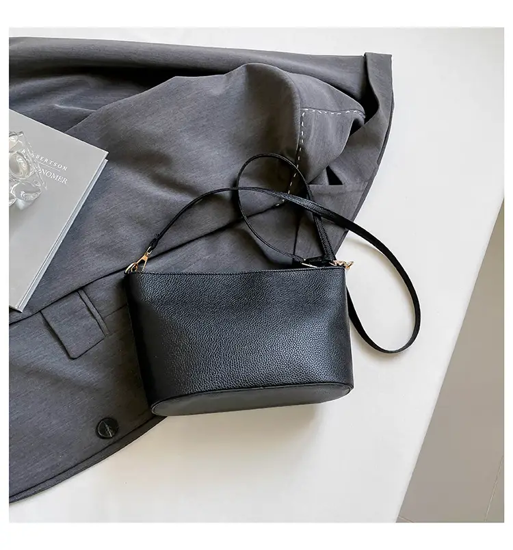 Black Korean Style Bucket Shoulder Bag 2026 — feature 18