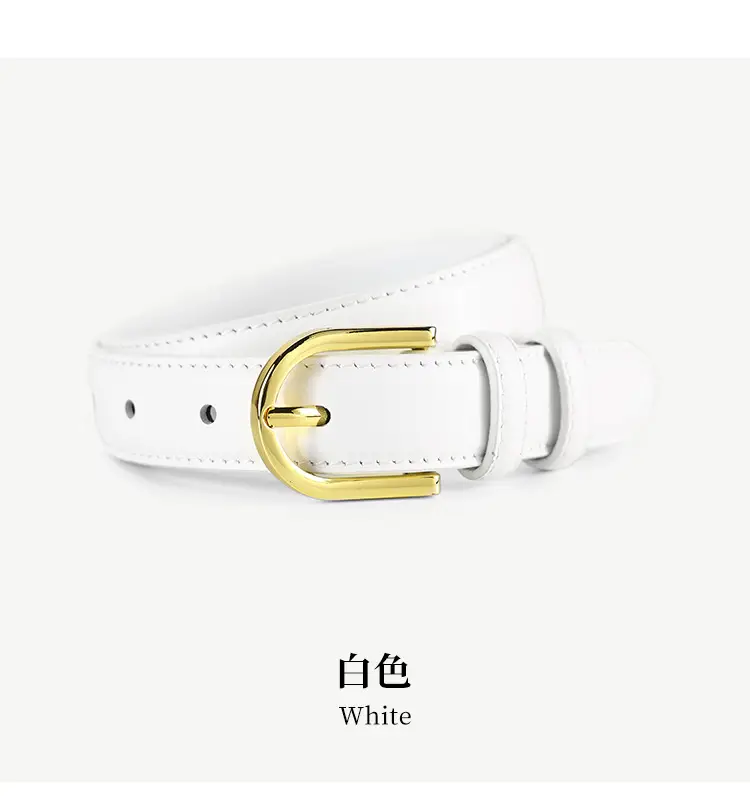 Women's Black Genuine Leather Belt with Gold Pin Buckle — feature 21