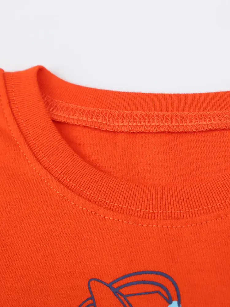 2025 Cotton Long Sleeve T-Shirt Boys Orange Cartoon - Image 3