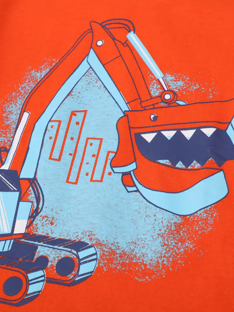 2025 Cotton Long Sleeve T-Shirt Boys Orange Cartoon - Image 4