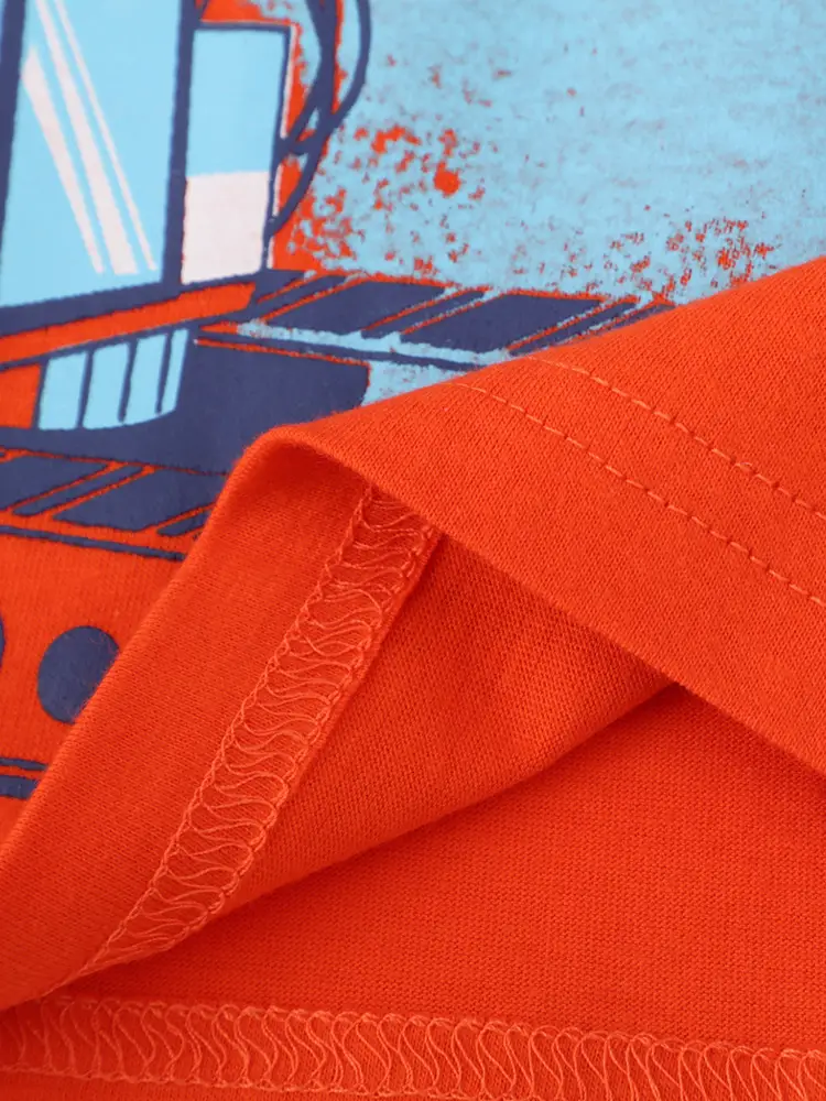 2025 Cotton Long Sleeve T-Shirt Boys Orange Cartoon - Image 5