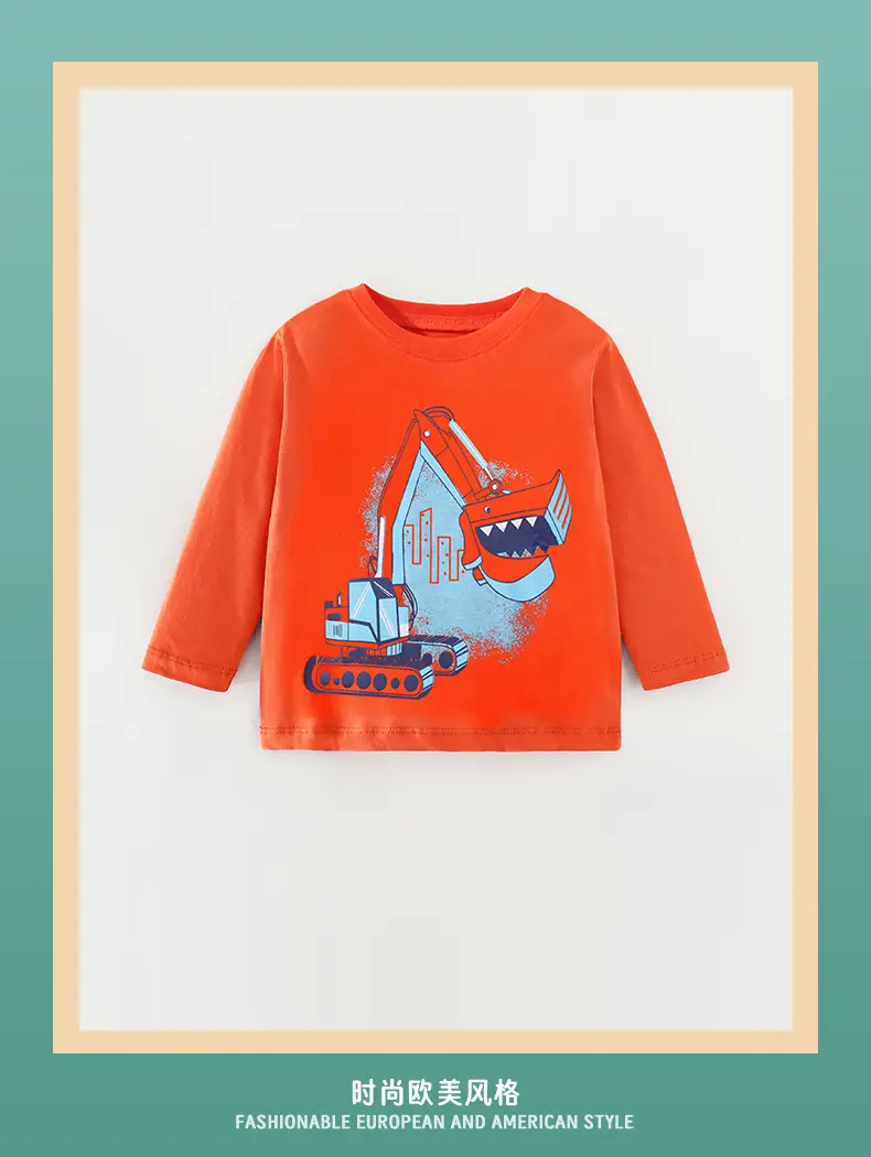 2025 Cotton Long Sleeve T-Shirt Boys Orange Cartoon — feature 2