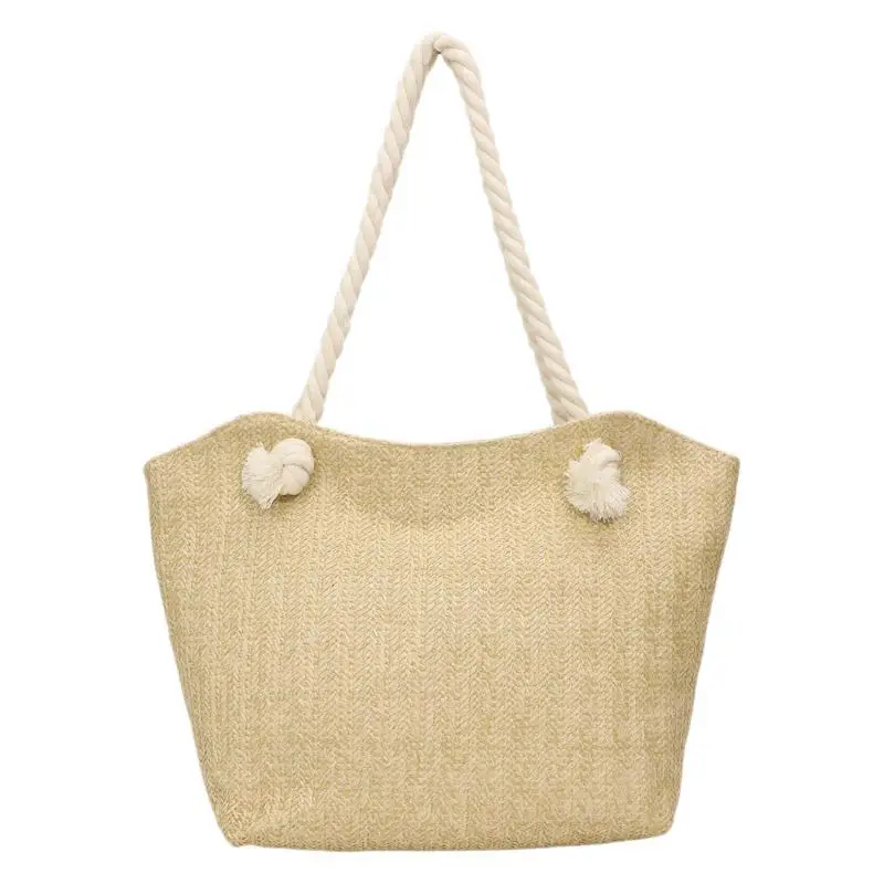 Women's Straw Shoulder Bag Large Capacity Beige 2025 - Image 7