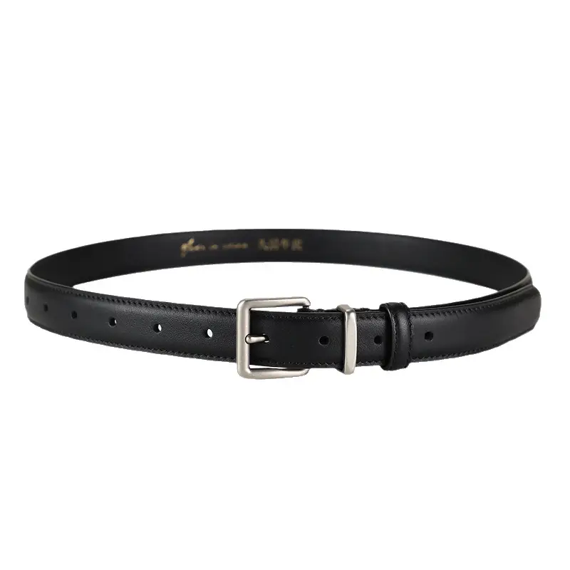 Women Genuine Leather Belt with Square Buckle Black 100cm - Image 11