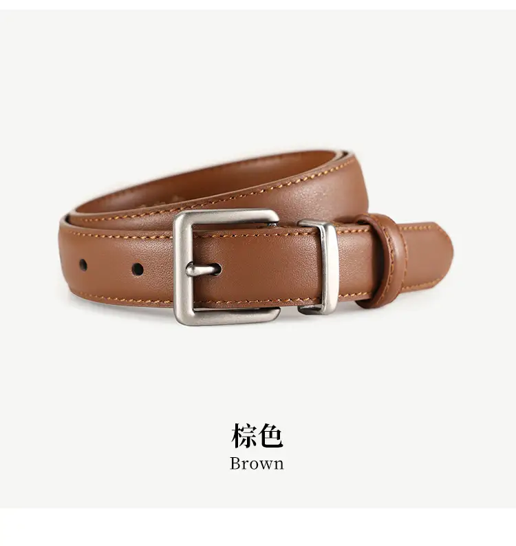 Women Genuine Leather Belt with Square Buckle Black 100cm — feature 17