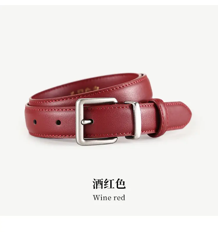 Women Genuine Leather Belt with Square Buckle Black 100cm — feature 19