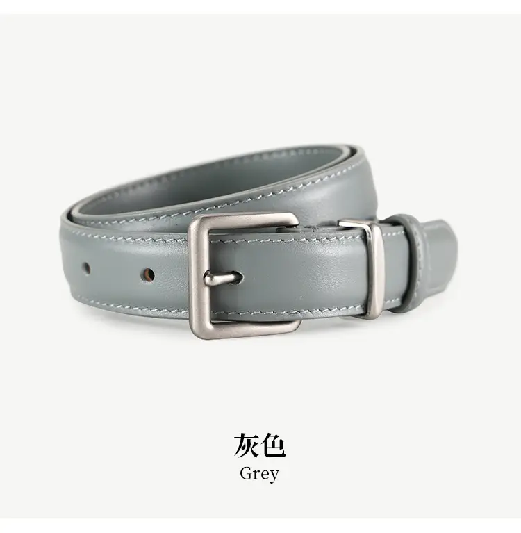 Women Genuine Leather Belt with Square Buckle Black 100cm — feature 20