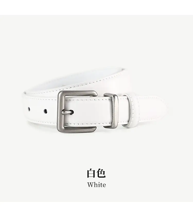 Women Genuine Leather Belt with Square Buckle Black 100cm — feature 21
