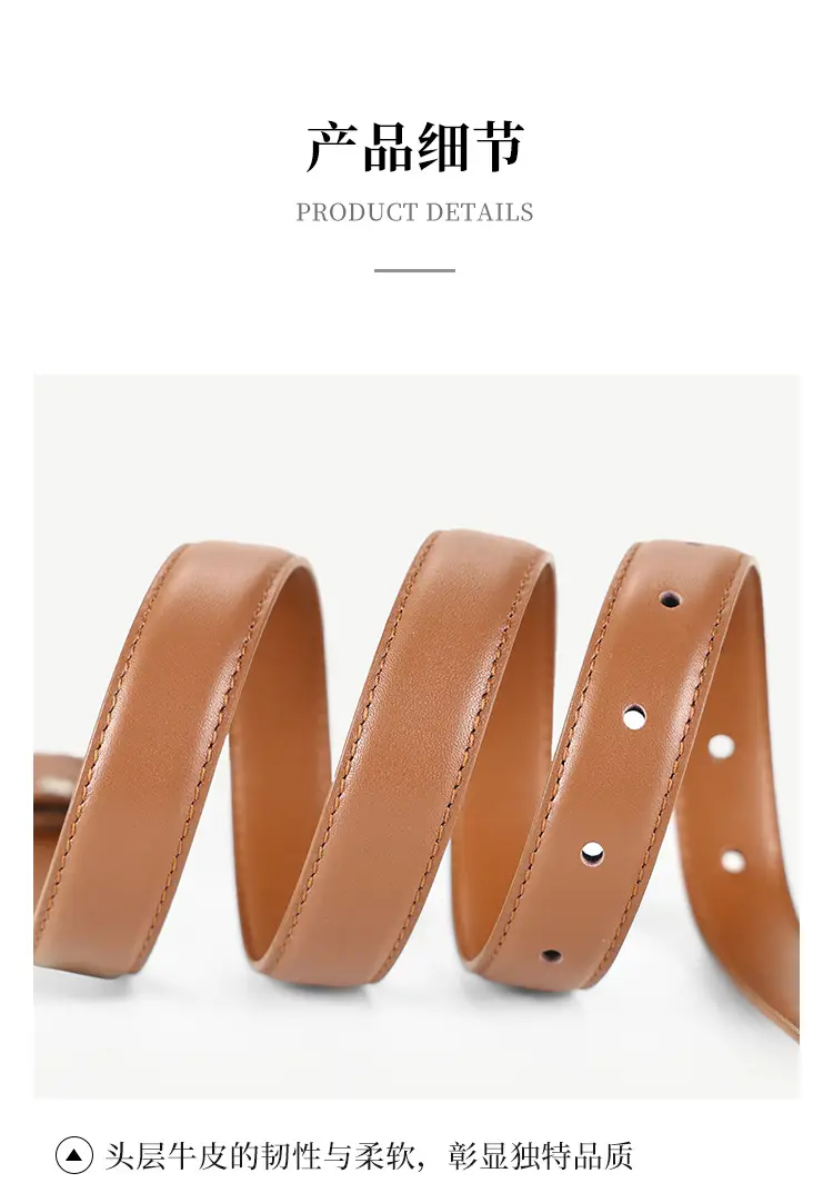 Women Genuine Leather Belt with Square Buckle Black 100cm — feature 22