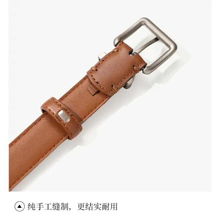 Women Genuine Leather Belt with Square Buckle Black 100cm — feature 25