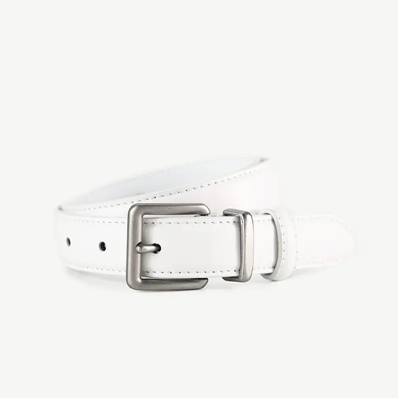 Women Genuine Leather Belt with Square Buckle Black 100cm - Image 2